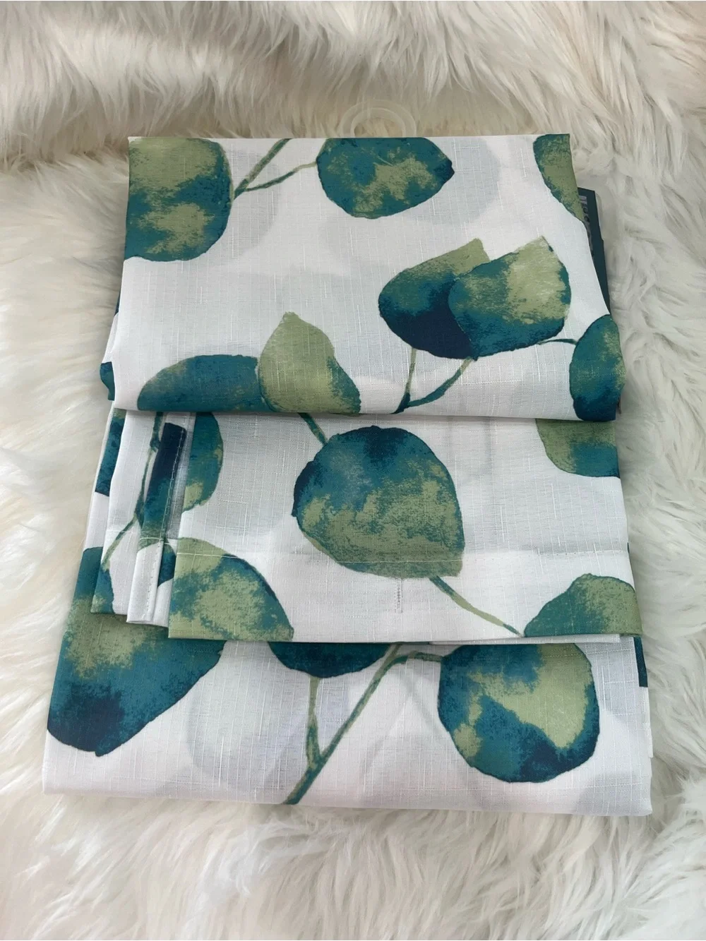 ZEST Kitchen + Home Shower Curtain 72” x 72” Green Teal Leaf Print